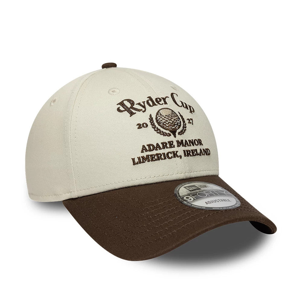 Pictured is this Ryder Cup 2027 Contrast Visor 9FORTY cap in cream. 3