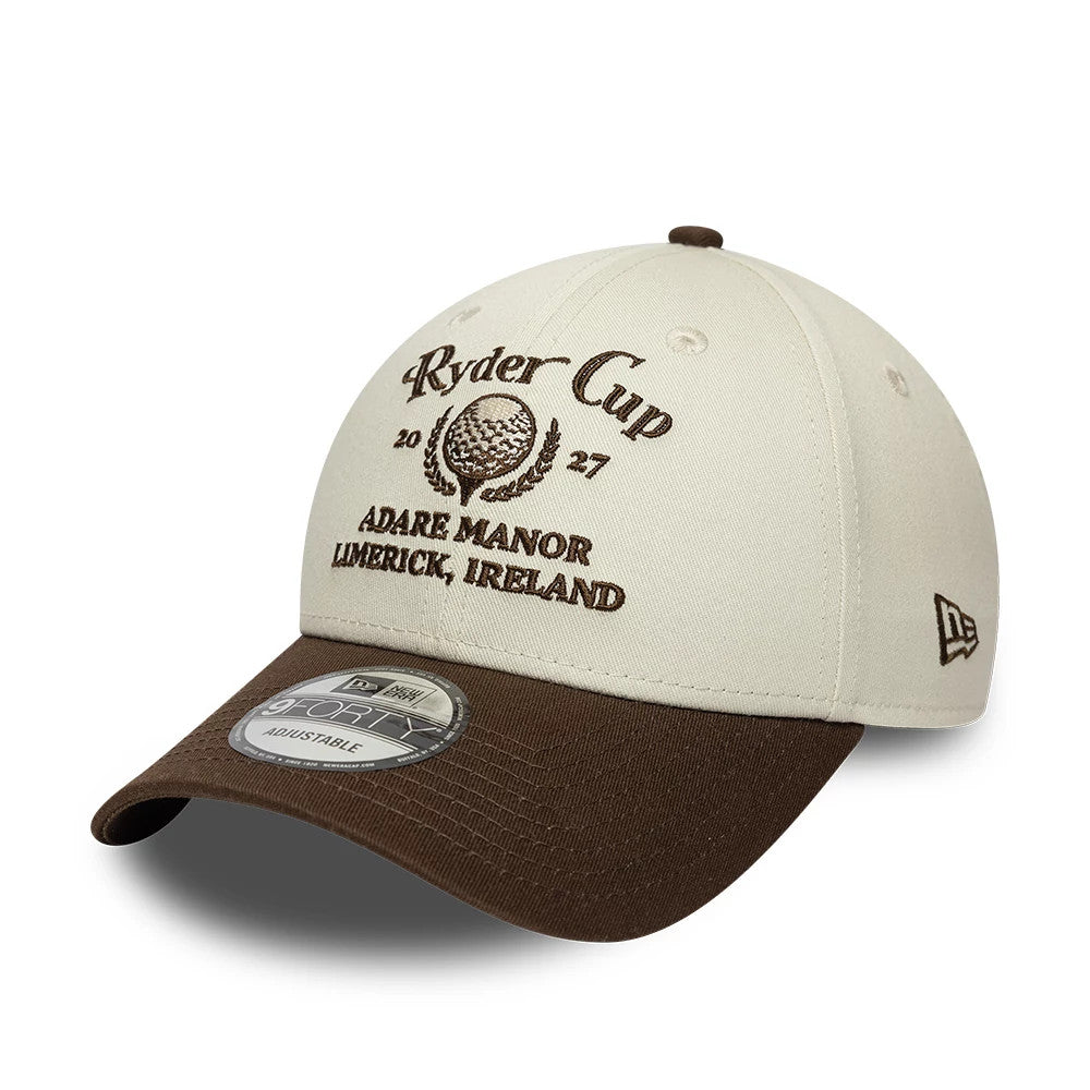 Pictured is this Ryder Cup 2027 Contrast Visor 9FORTY cap in cream. 1