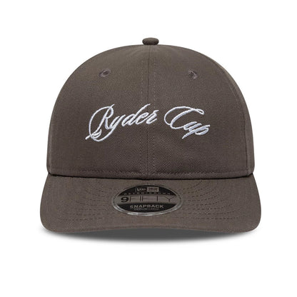 Pictured is this Ryder Cup 2027 Herringbone Retro Crown 9FIFTY cap in grey. 2