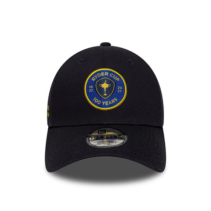 Pictured is this Ryder Cup Europe 2027 100 Years 9FORTY cap in navy. 2