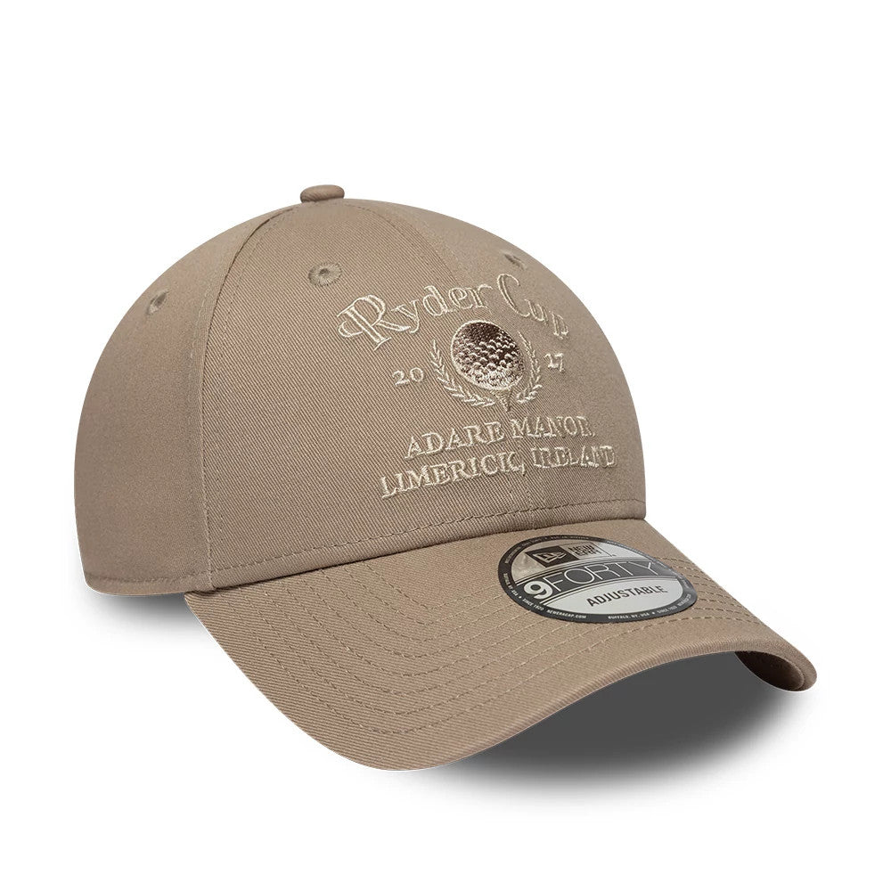 Pictured is this Ryder Cup 2027 9FORTY cap in light brown. 3
