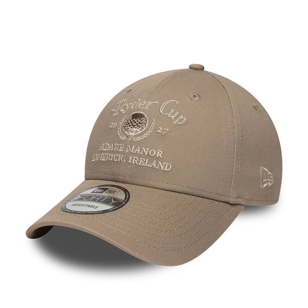 Pictured is this Ryder Cup 2027 9FORTY cap in light brown. 1