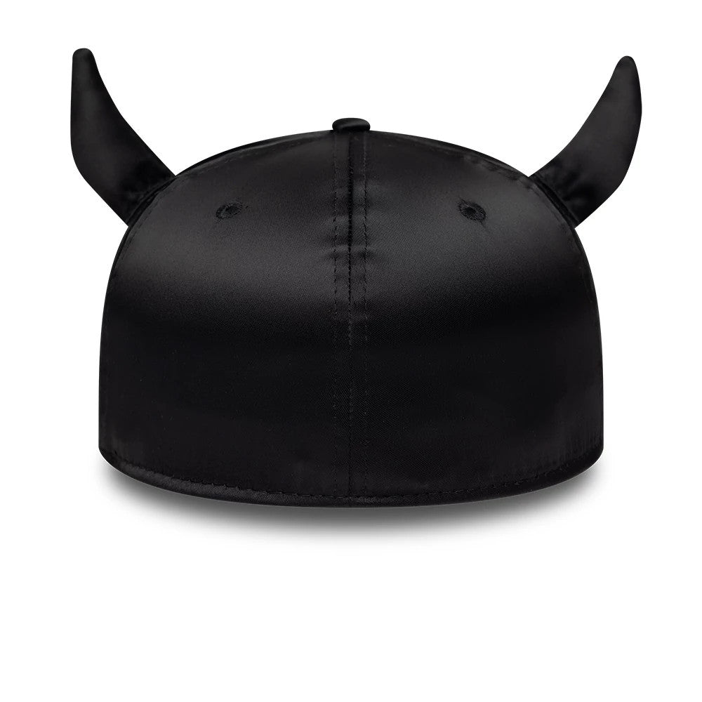 Pictured is this New Era Satin Horn 59FIFTY Fitted cap in black. 6
