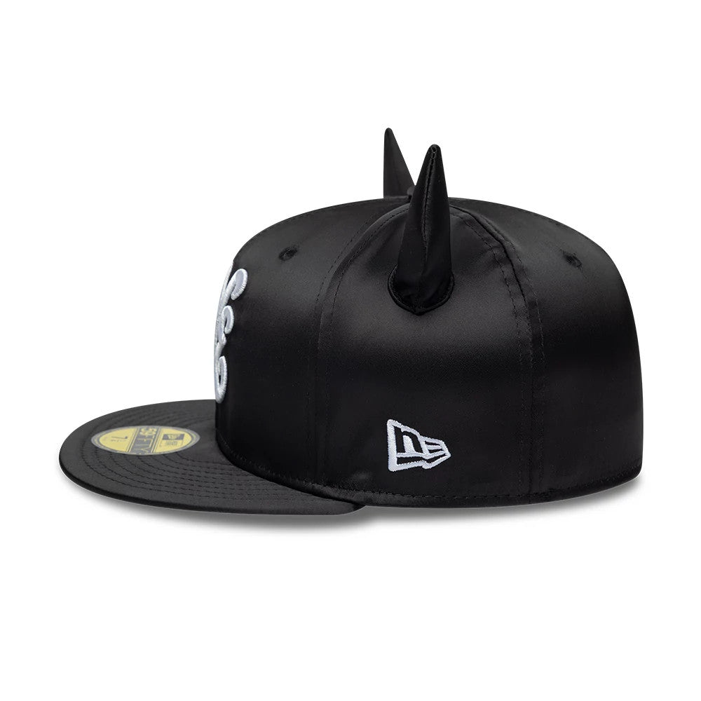 Pictured is this New Era Satin Horn 59FIFTY Fitted cap in black. 4