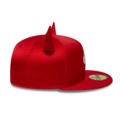Pictured is this New Era Satin Horn 59FIFTY Fitted cap in red. 5
