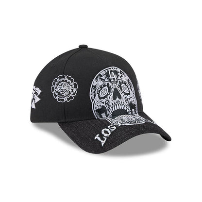 Pictured is this MLB Day Of The Dead LA Dodgers 9FORTY A-Frame cap in black. 3