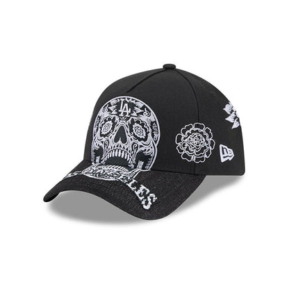 Pictured is this MLB Day Of The Dead LA Dodgers 9FORTY A-Frame cap in black. 1