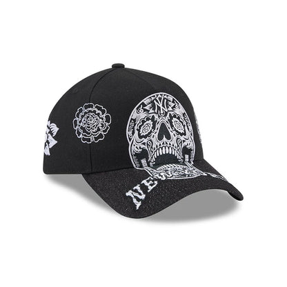 Pictured is this MLB Day Of The Dead New York Yankees 9FORTY A-Frame cap in black. 3