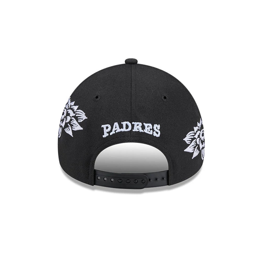 Pictured is this MLB Day Of The Dead San Diego Padres 9FORTY A-Frame cap in black. 6