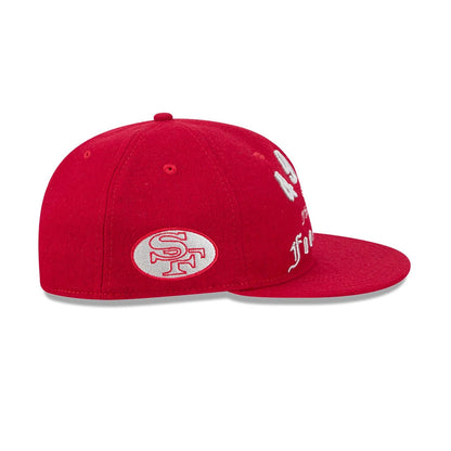 Pictured is this NFL Historic Arch San Francisco 49ers Retro Crown 59FIFTY Fitted cap in red. 5