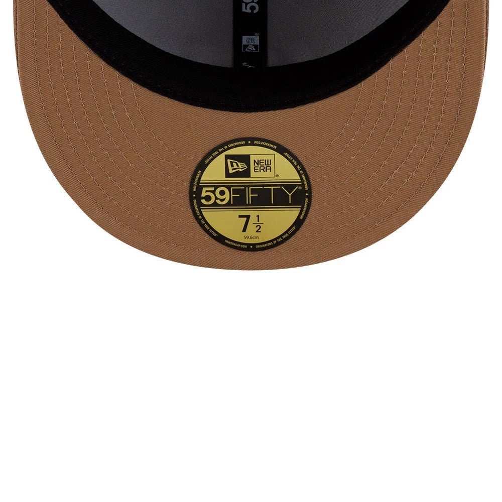 Pictured is this New Era X J Balvin & Ryan Castro Omerta New Era 59FIFTY Fitted cap in beige. 7