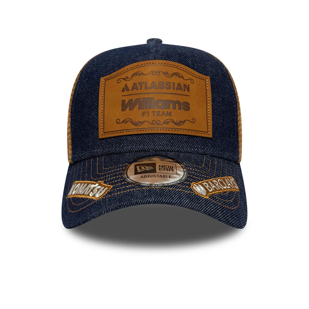 Pictured is this Williams Alex Albon Austin Race Special 9FORTY E-Frame Trucker cap in navy. 3