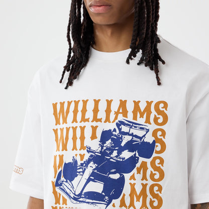 The model is wearing this Williams Austin Race Special Graphic Oversized T-Shirt in white. 7