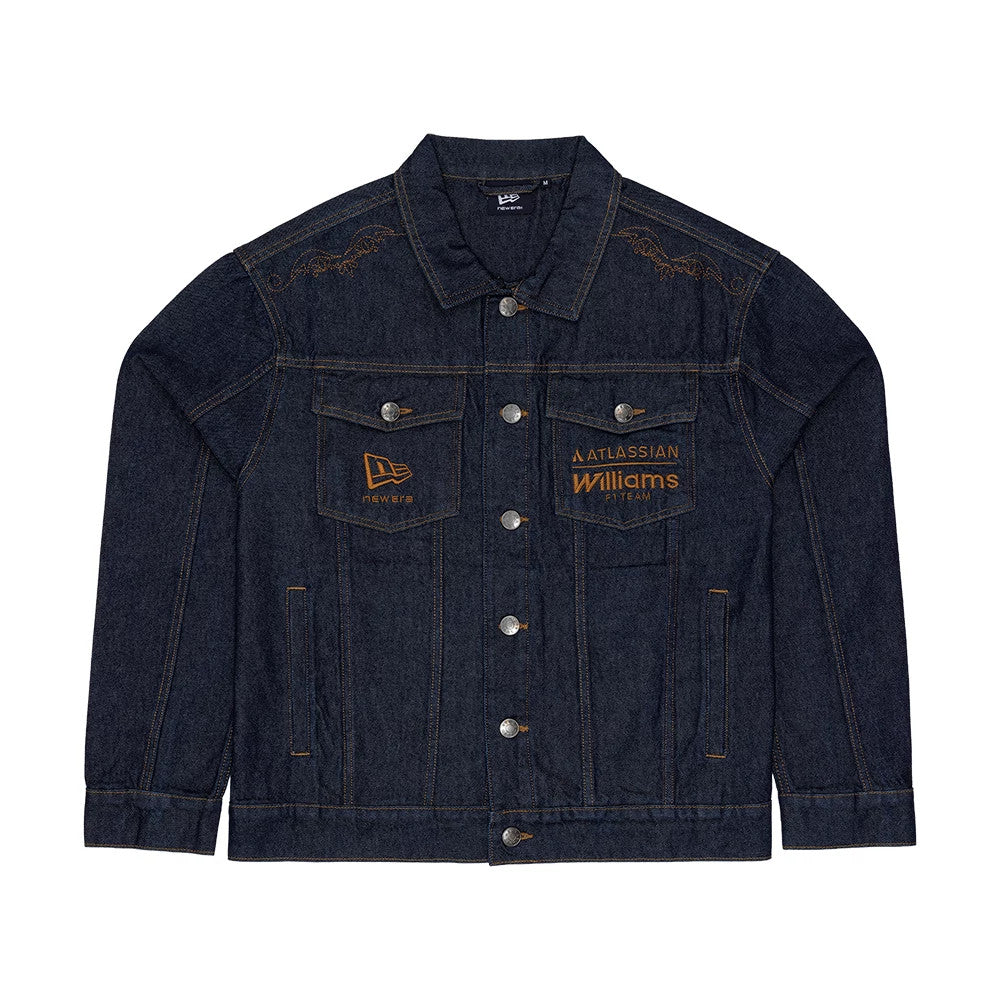 The model is wearing this Williams Austin Race Special Denim Jacket in blue. 4