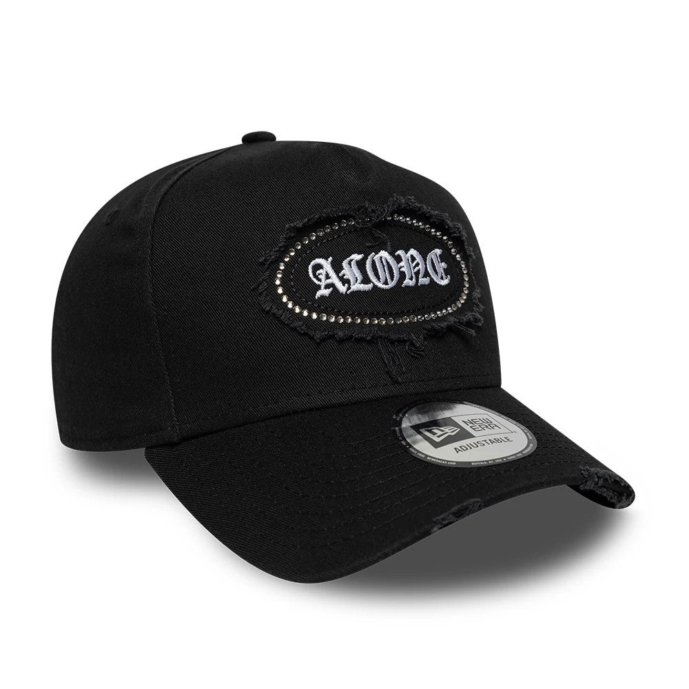 Pictured is this New Era Gem Distressed New Era 9FORTY E-Frame cap in black. 3