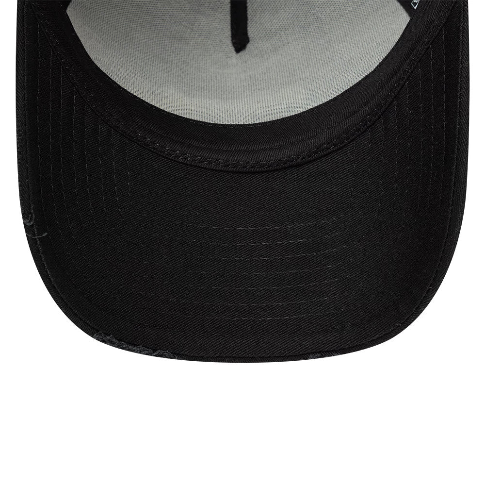 Pictured is this New Era Gem Distressed New Era 9FORTY E-Frame cap in black. 7