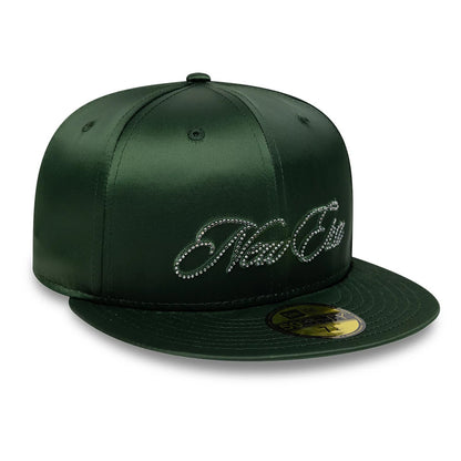Pictured is this New Era Satin Diamante New Era 59FIFTY Fitted cap in dark green. 3