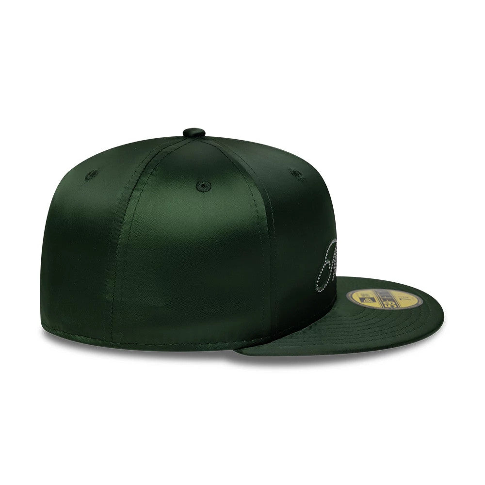 Pictured is this New Era Satin Diamante New Era 59FIFTY Fitted cap in dark green. 5