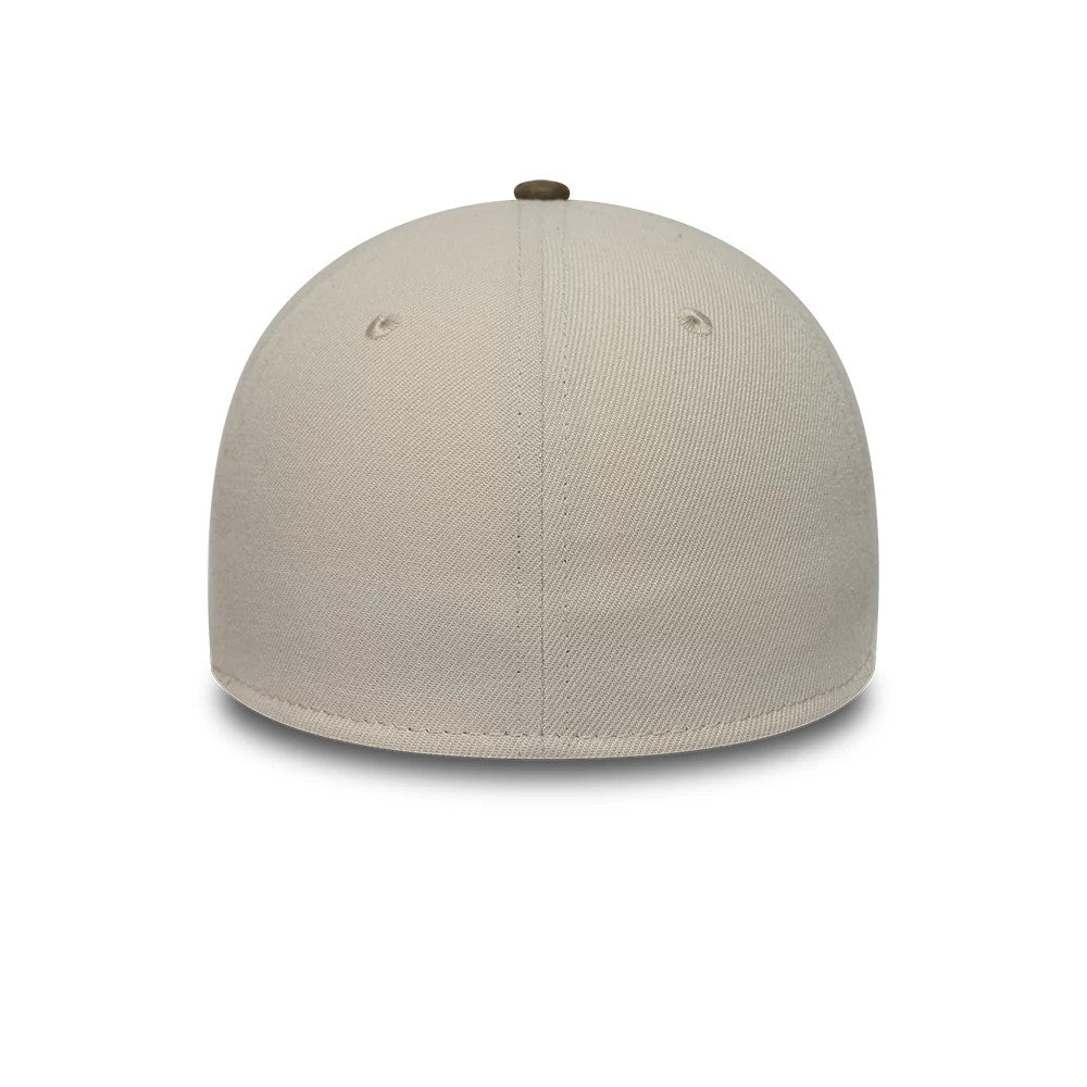 Pictured is this MLB Faux Suede New York Yankees 39THIRTY Stretch Fit cap in light Beige & green. 6