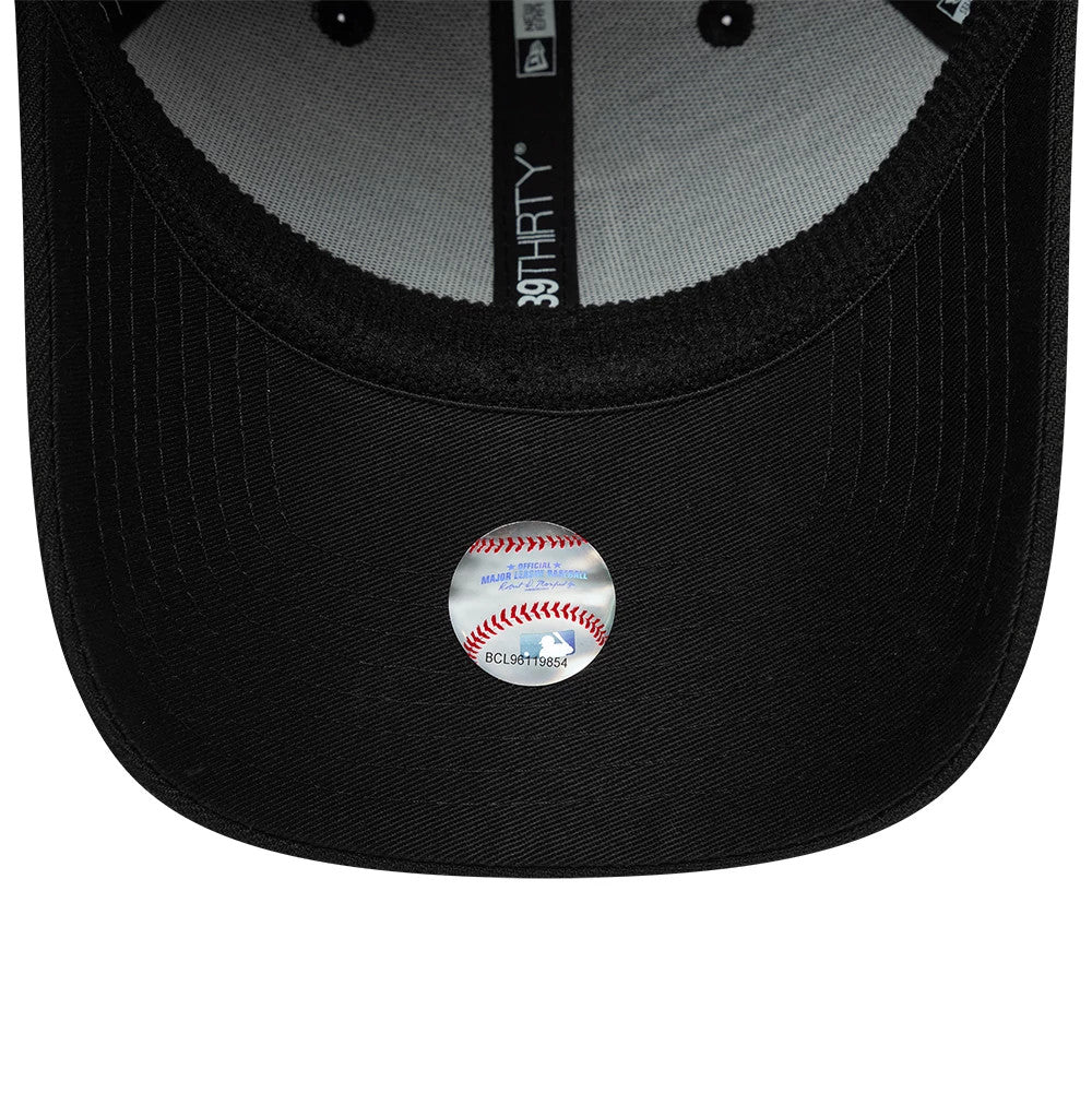 Pictured is this MLB LA Dodgers 39THIRTY Downflap Stretch Fit cap in black. 7