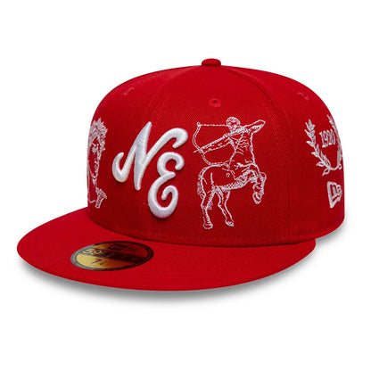Pictured is this New Era Mythical 59FIFTY Fitted cap in red. 1