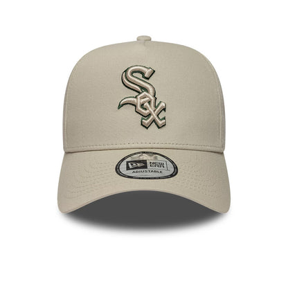 Pictured is this MLB Team Outline Chicago White Sox 9FORTY E-Frame cap in light beige. 2