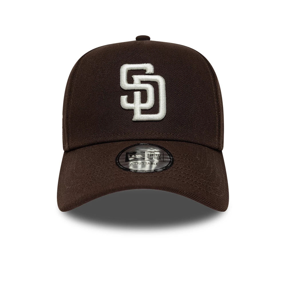 Pictured is this MLB Mythical Icon San Diego Padres 9FORTY E-Frame cap in dark brown. 3
