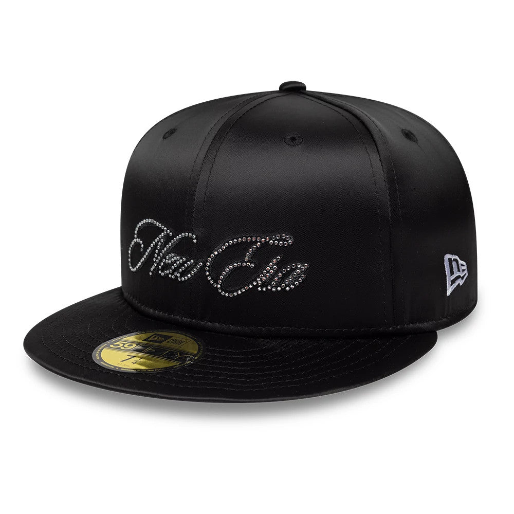 Pictured is this New Era Satin Diamante New Era 59FIFTY Fitted cap in black. 1
