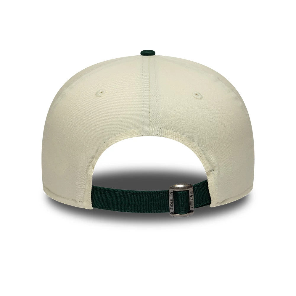 Pictured is this MLB Script Athletics 19TWENTY cap in cream & green. 7