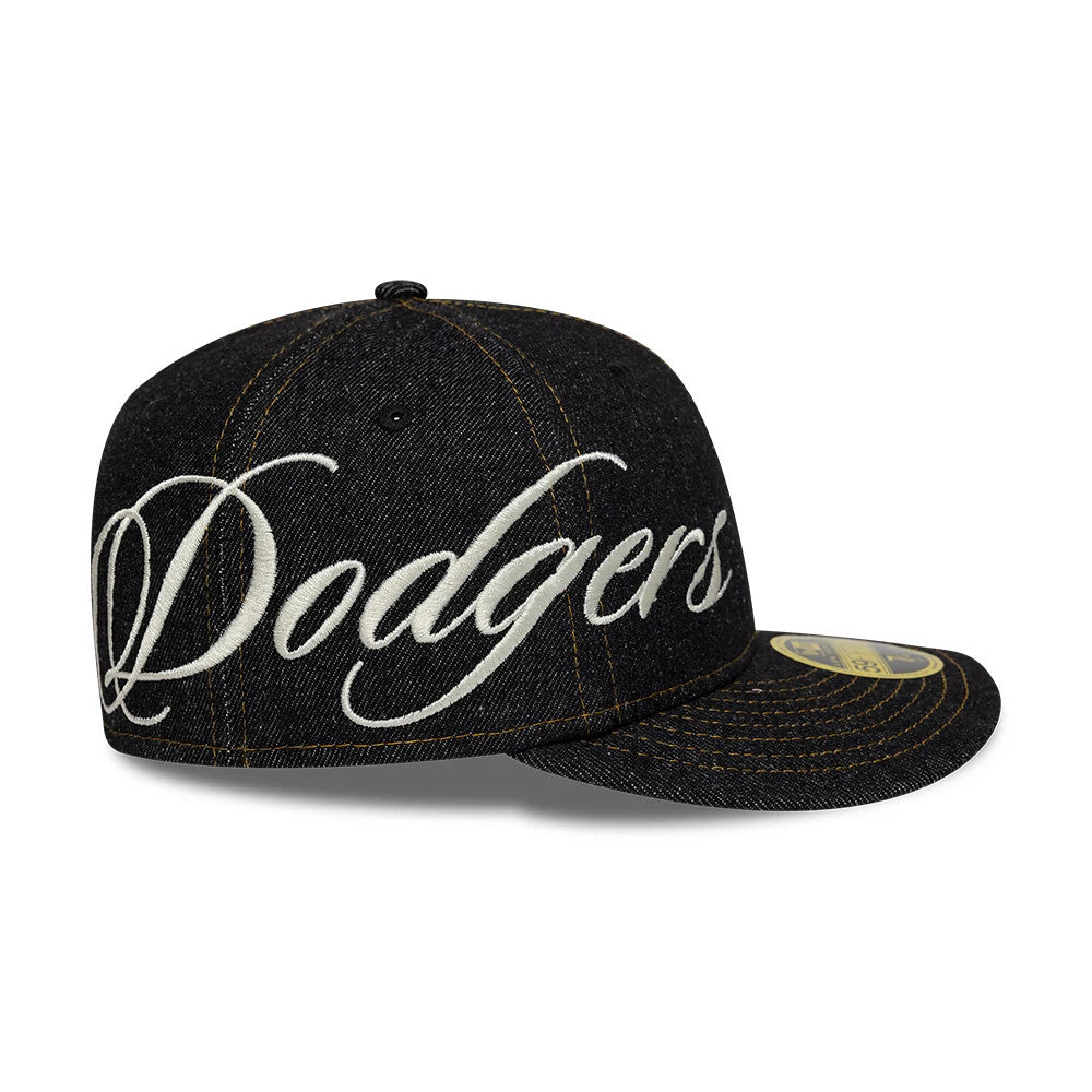 Pictured is this MLB Denim LA Dodgers Low Profile 59FIFTY Fitted cap in black. 8