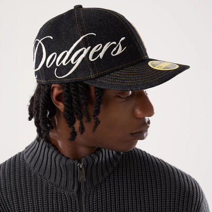 Pictured is this MLB Denim LA Dodgers Low Profile 59FIFTY Fitted cap in black. 3