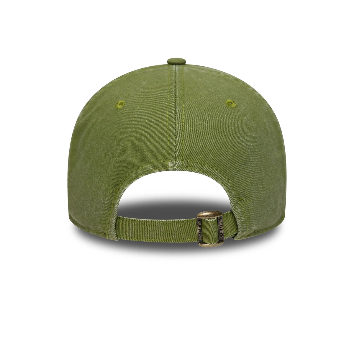 New York Yankees MLB Ombre Green New Era 9FORTY Adjustable Cap, rear view showing the curved low-profile green crown with embroidered eyelets, an adjustable strap with clasp bearing New Era text, and no logos on the back panels.