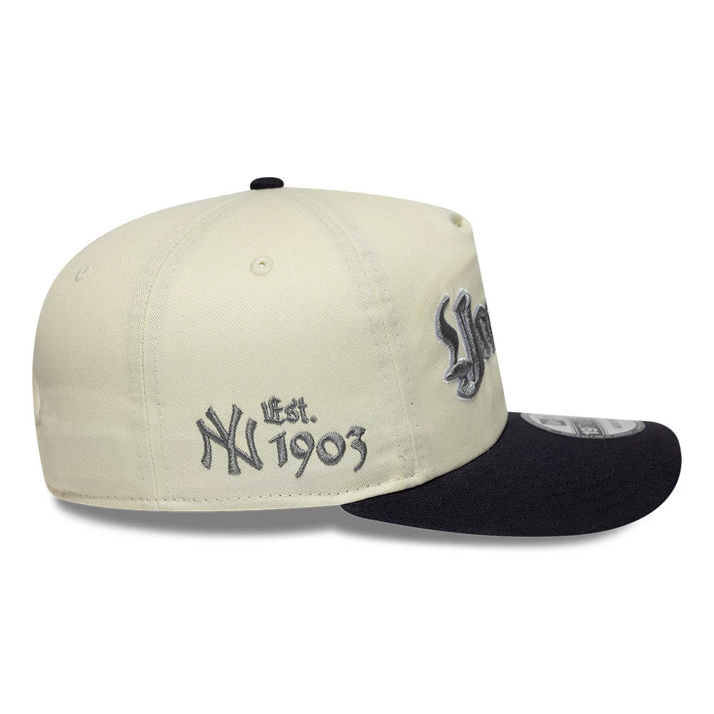 Pictured is this MLB Script New York Yankees 19TWENTY cap in cream & navy. 5