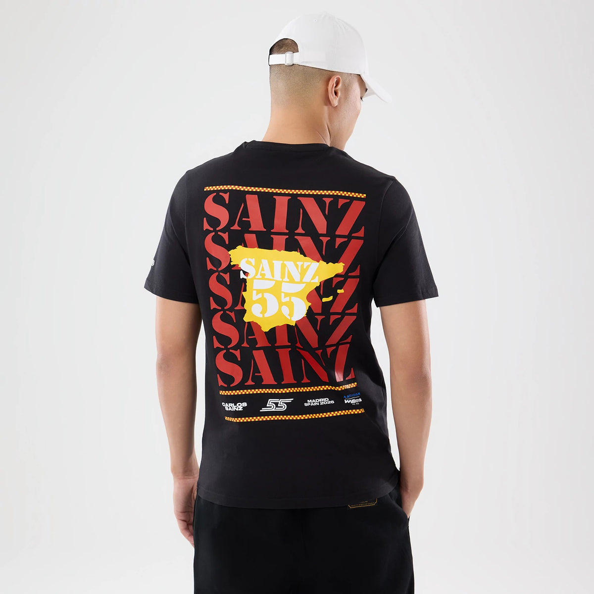 The model is wearing this Williams Carlos Sainz Spain Race Special T-Shirt in black. 2