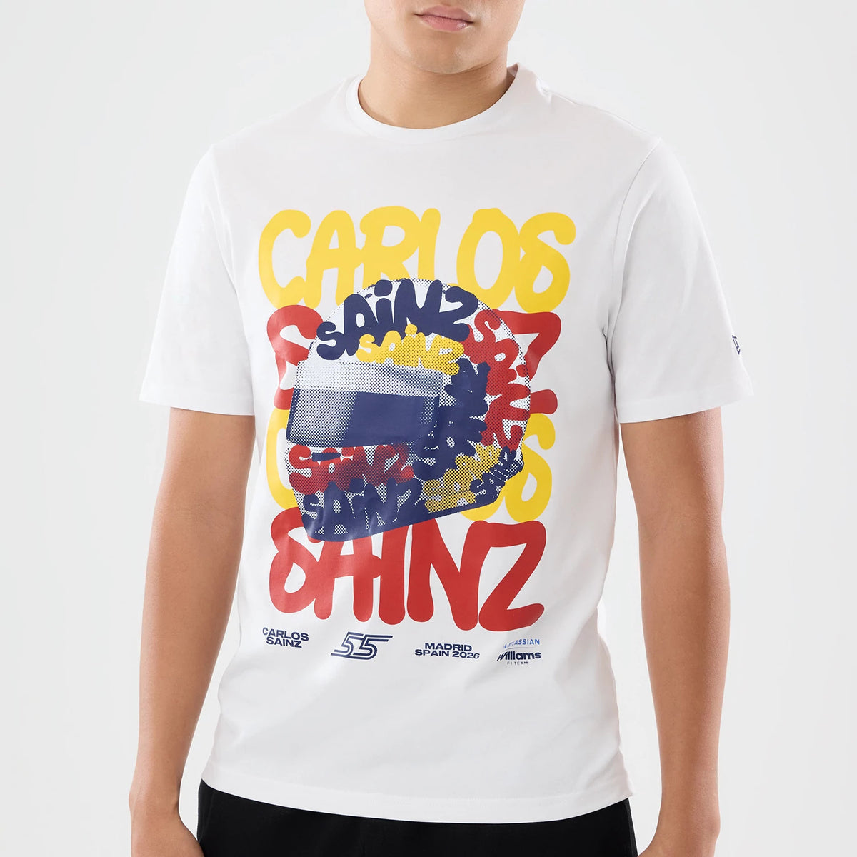 The model is wearing this Williams Carlos Sainz Spain Race Special T-Shirt in white. 3