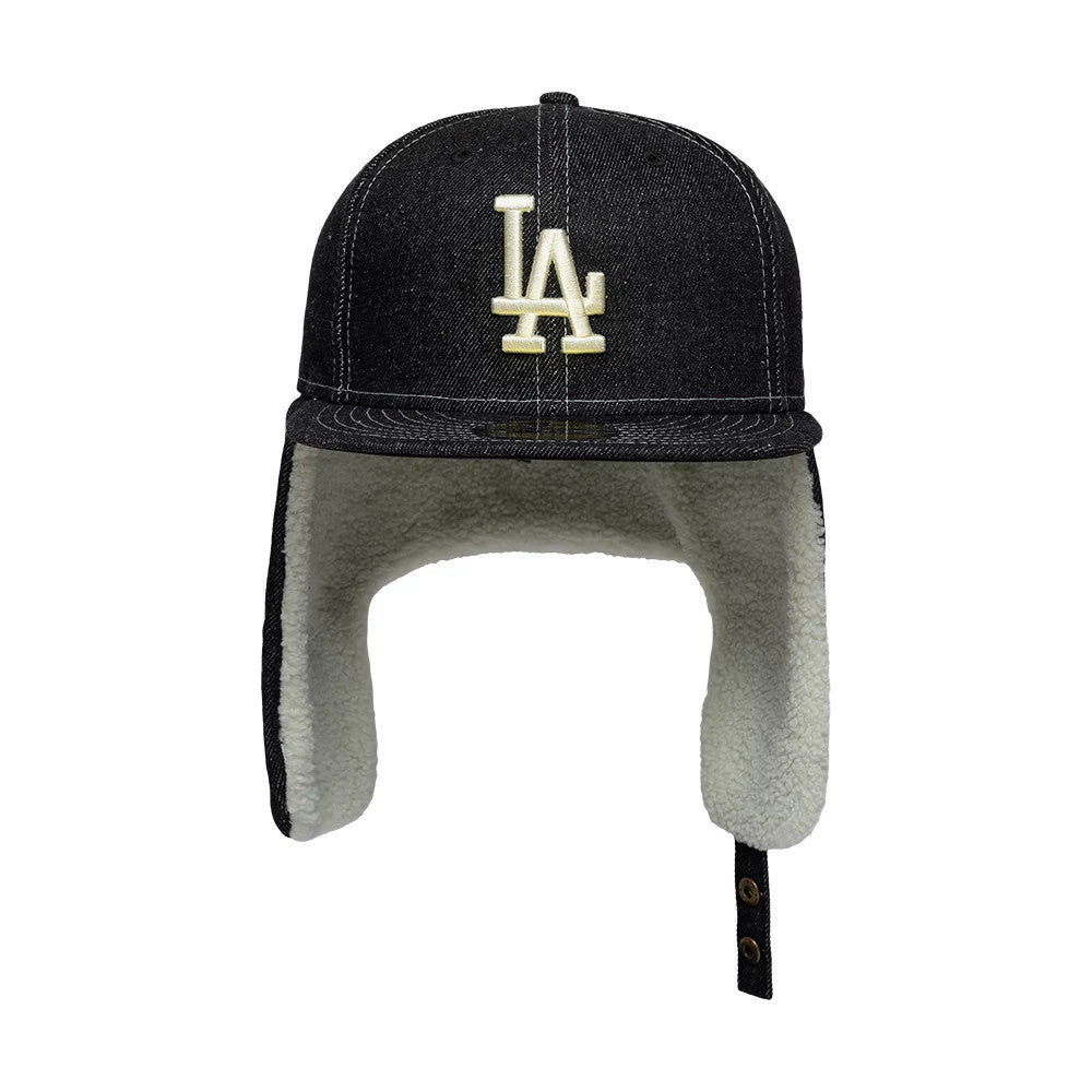Pictured is this MLB Denim LA Dodgers Dogear 59FIFTY Fitted cap in black. 6
