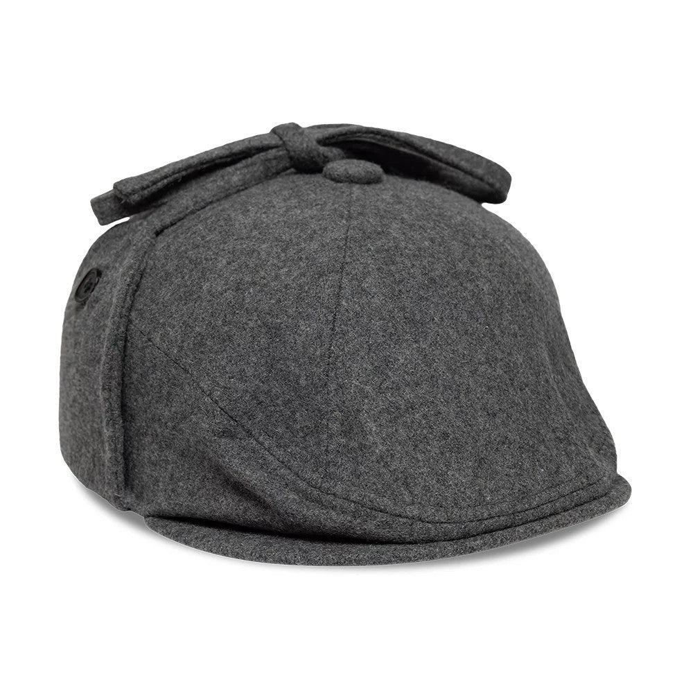 Pictured is this MLB Wool LA Dodgers Downflap Driver cap in grey. 4