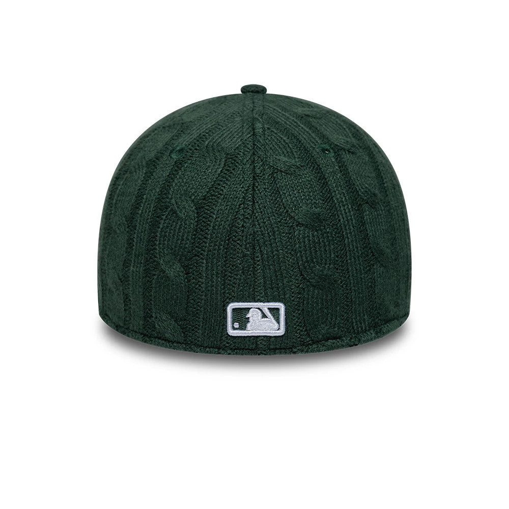 Pictured is this MLB Knitted New York Yankees 39THIRTY Stretch Fit cap in dark green. 7