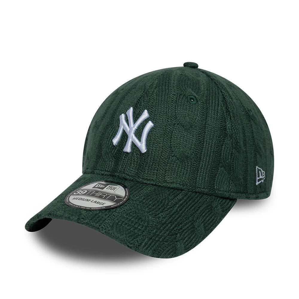 Pictured is this MLB Knitted New York Yankees 39THIRTY Stretch Fit cap in dark green. 1