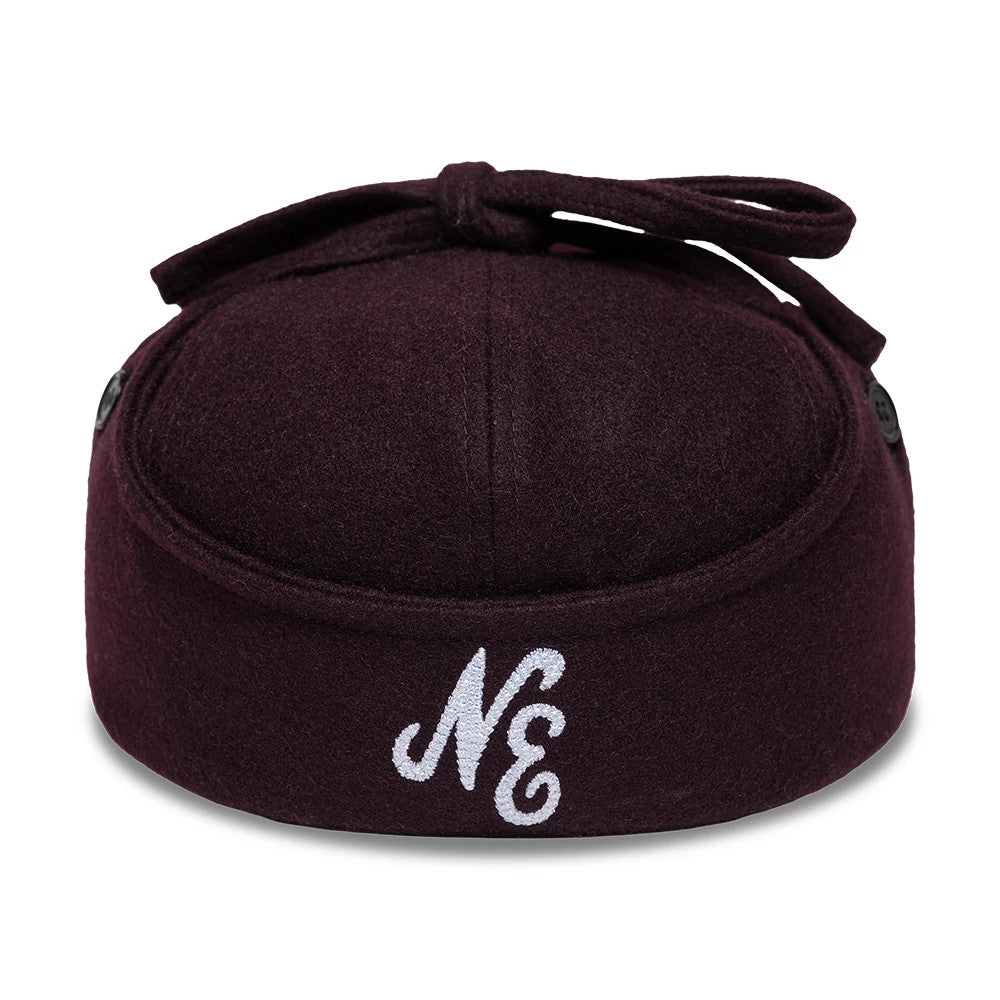 Pictured is this New Era Wool Downflap Driver cap in dark brown. 5