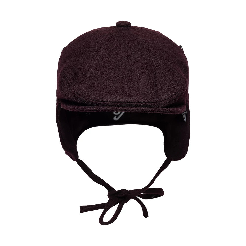 Pictured is this New Era Wool Downflap Driver cap in dark brown. 7