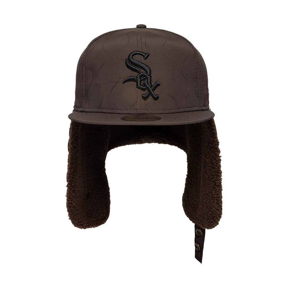 Pictured is this MLB Quilted Chicago White Sox Dogear 59FIFTY Fitted cap in dark brown. 6