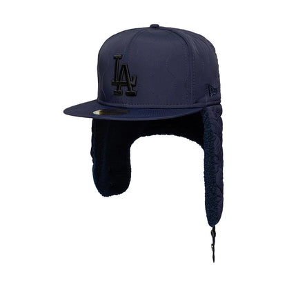 Pictured is this MLB Quilted LA Dodgers Dogear 59FIFTY Fitted cap in navy. 2
