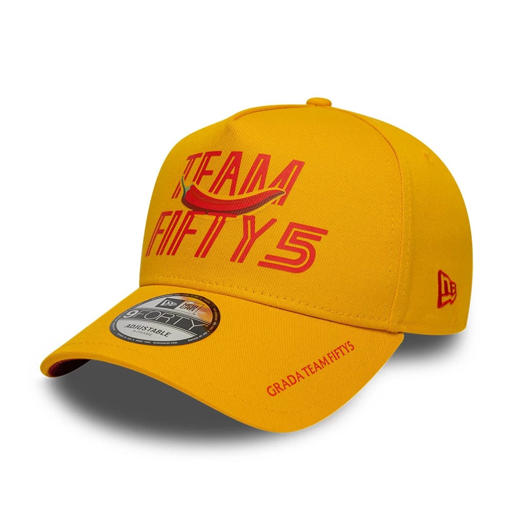 Pictured is this Carlos Sainz Team Fifty5 Grandstand 9FORTY A-Frame cap in dark yellow. 1