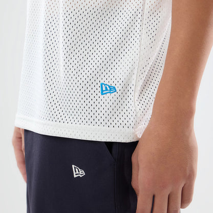 The model is wearing this NFL International Series Games 2026 Graphic Detroit Lions Mesh Jersey in white. 5