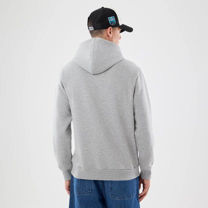 The model is wearing this NFL Patch Jacksonville Jaguars Pullover Hoodie in grey. 2