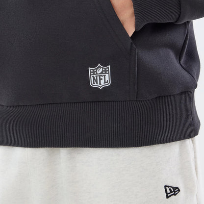The model is wearing this NFL Patch Atlanta Falcons Pullover Hoodie in black. 4
