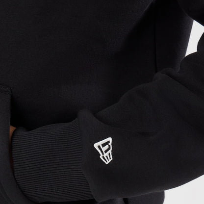 The model is wearing this NFL Patch Detroit Lions Pullover Hoodie in black. 5