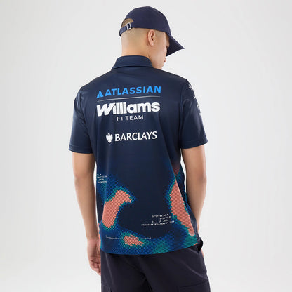 The model is wearing this Singapore Williams Tech Polo T-Shirt in navy. 2