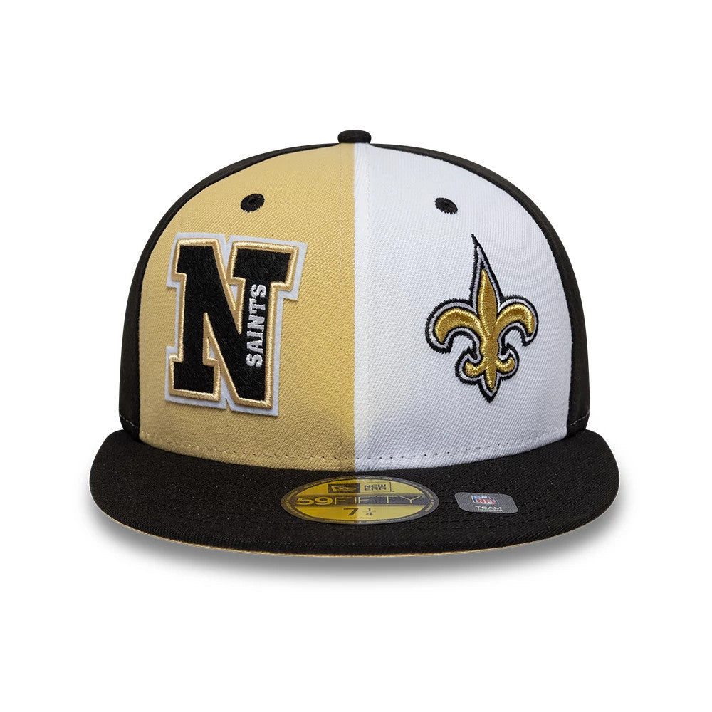 Pictured is this NFL International Games New Orleans Saints 59FIFTY Fitted cap in black. 2